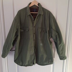 Faded Glory Chore Jacket Coat Men’s 2XL Green Canvas Flannel Lined Barn